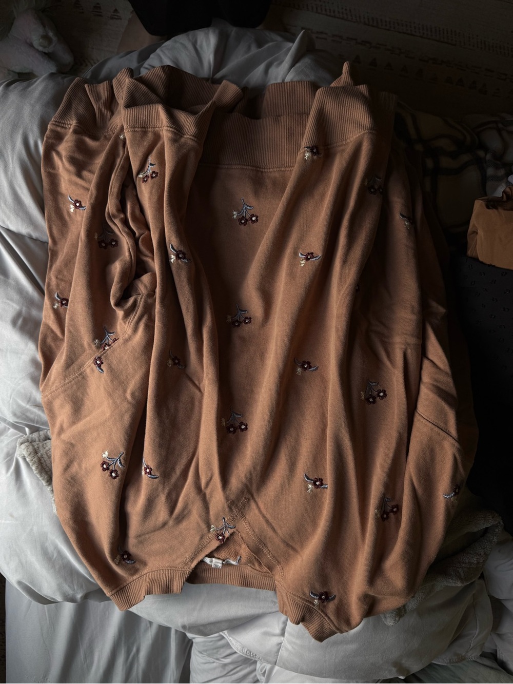 Maurices Brown Crewneck Sweater with Cherry Embroidery